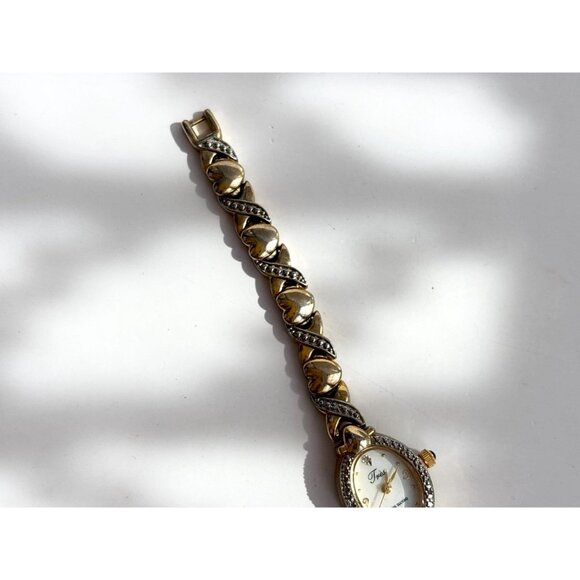 Tres XOXO Genuine Diamond Dual Toned Ladies Vintage Wristwatch - 18mm - WORKS! - Picture 3 of 14